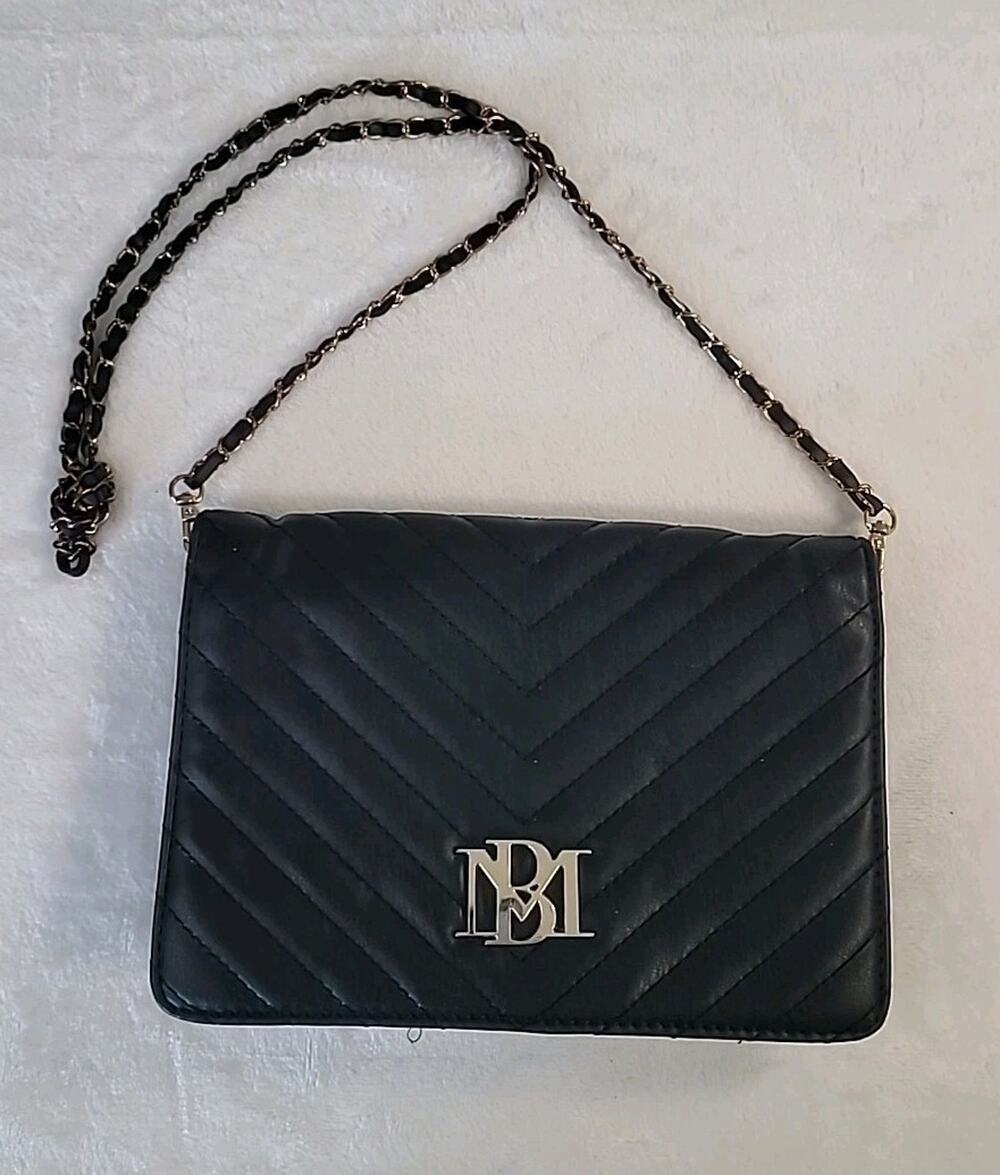 Badgley Mischka Black Quilted Vegan Leather Phone Crossbody Bag